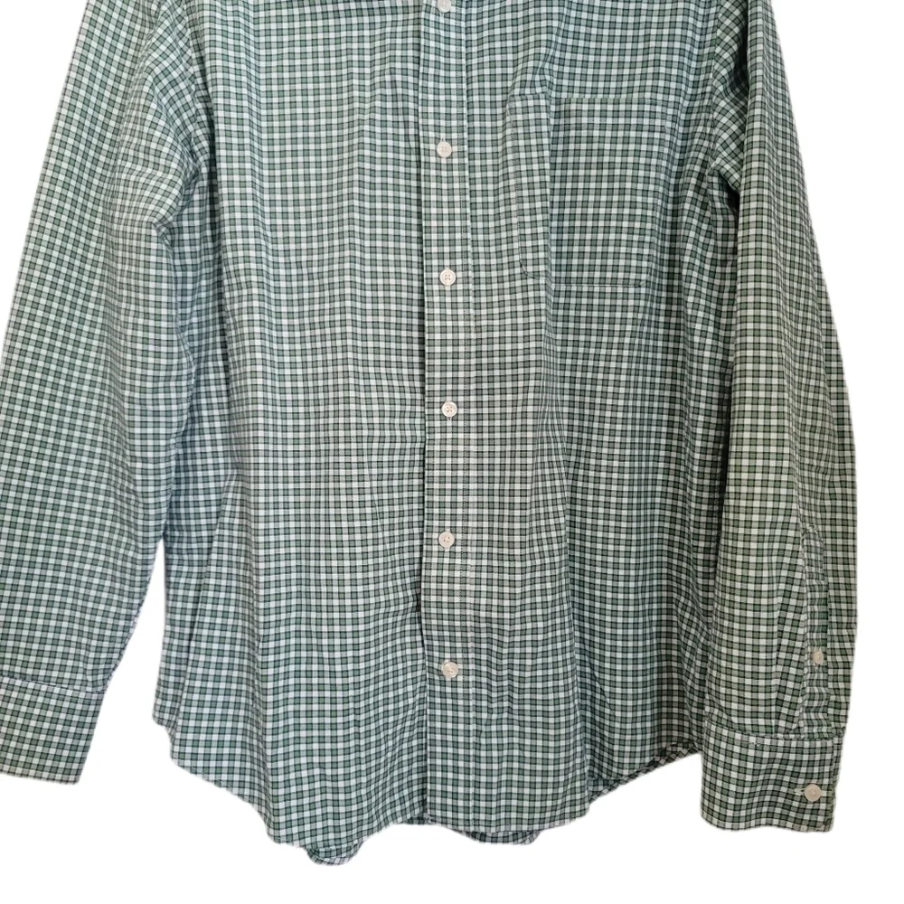 Banana Republic Shirt Mens L Large Green Blue Plaid Button Up Long Sleeve